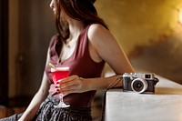 Fashionable Woman Drinking Cocktail Concept