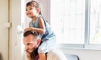 Family Father Daughter Love Parenting Piggyback Togetherness Concept