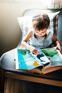 Girl Kid Child Reading Book Concept