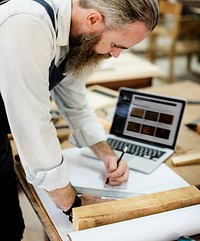 Craftsman working in a wood shop