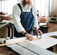 Craftsman working in a wood shop