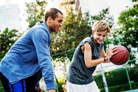 Young basketball player shoot