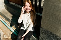 Girl Talking Conversation Phone Concept