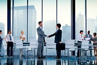 Business People Board Room Meeting Handshake Communication Concept