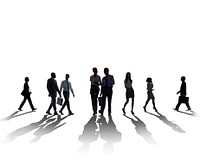 Silhouette Business People Commuter Walking Rusho Hour Concept