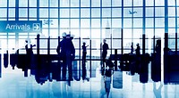 Busy Business People Silhouette Airport Travel Commercial Airplane