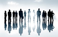 Group Business People Silhoutte Looking Up Vision Concept
