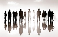 Group Business People Silhoutte Looking Up Vision Concept