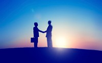 Corporate Businessmen Shaking Hand Outdoors Concept
