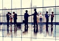 Business People Handshake Greeting Agreement Talking Deal Concept