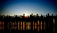 Group People Corporate Business Standing Silhouette Concept