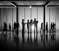 Business People Silhouette Comapany Working Togetherness Teamwork Office