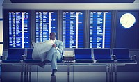 Businessman Airport Business Travel Flight Waiting Concept
