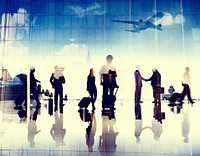 Business People Pilot Corporate Airport Travel Flight Concept