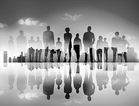 Back Lit Business People Corporate Cityscape Togetherness Concept