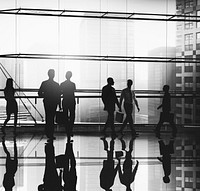Silhouette Business People Commuter Walking Rush Hour Concept