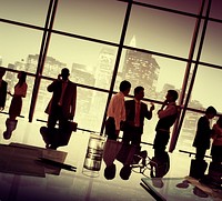 Business People Discussion Communication Cityscape Meeting Concept
