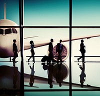 Silhouettes of Business People Airport Passenger Concept