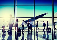 Business People Traveling Airplane Airport Concept