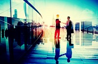Business People Meeting Greeting Handshake Cityscape Concept