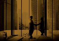 Business People Meeting Greeting Handshake Cityscape Concept