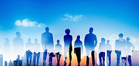 Back Lit Business People Corporate Cityscape Togetherness Concept