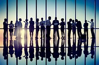 Silhouettes of Business People Working Together