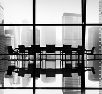 Silhouette of Meeting Table in the Office