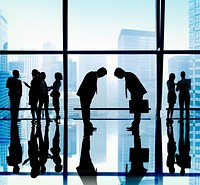 Japanese Business People Bowing Down Office Concept