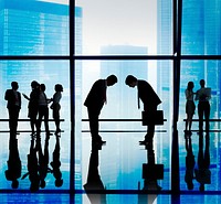 Japanese Business People Bowing Down Office Concept