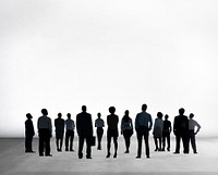 Silhouette Business People Isolated on White Rear View Concept