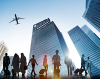 Business People Walking Corporate Travel Airplane Concept