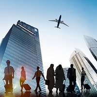 Business People Walking Corporate Travel Airplane Concept