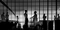Back Lit Business People Cityscape Meeting Concept