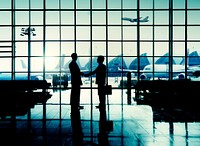 International Airport Business Travel Airport Handshake Concept