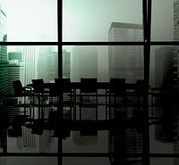Silhouette Meeting Table Office Room Window Indoor Concept