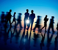 Business People Walking Silhouette Concept