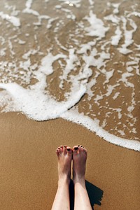 A caucasian woman is enjoying the summer time