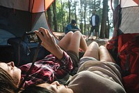 Checking Outdoors Camping Photos Concept