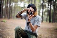 A photographer in the forest