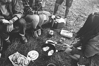Friends Camping Morning Breakfast Cookking Concept