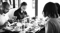Friends having breakfast at a restaurant