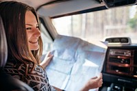 Girl Map Road Trip Travel Concept