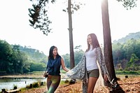 Girl Friends Exploring Outdoors Concept