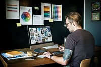 Man Working Design Graphic Designer Concept