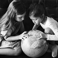 Girl Friends Global World Planet Learning Unity Concept