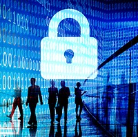 Business People Binary Code Lock Security Cocnept