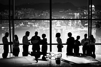 Silhouettes of Business People Working