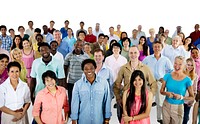 Group of diverse people standing together isolated on white