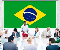 Brazil National Flag Business Team Meeting Concept